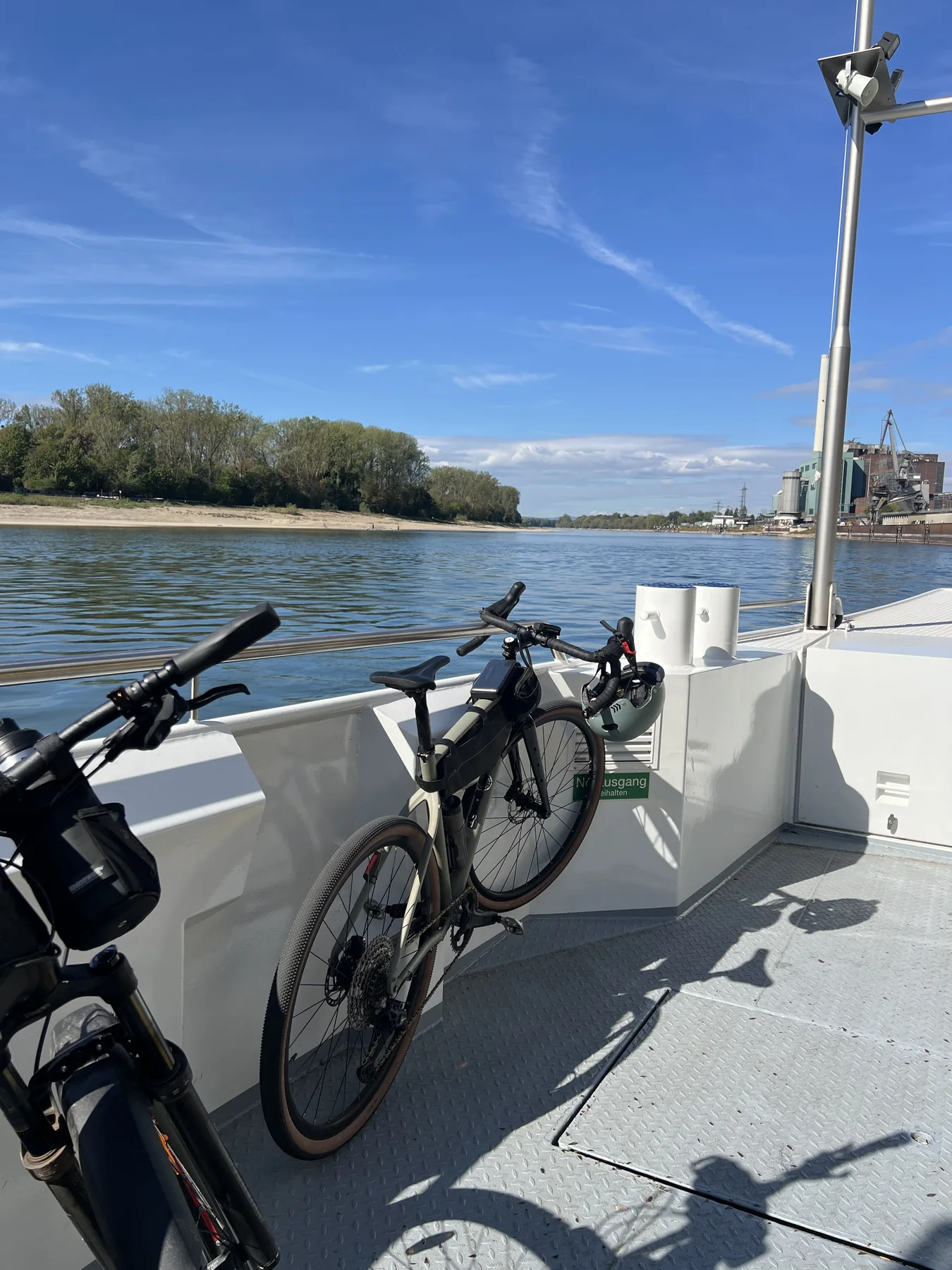 Fahrräder auf der Rheinfähre zwischen Mannheim und Altrip